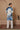 Blue wave kurta stole set - Bharat Reshma