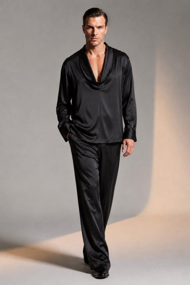 Black Cowl Satin Shirt