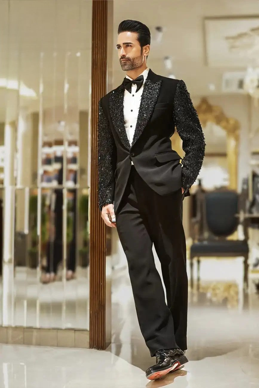 Black Tuxedo with Statement Black Studs