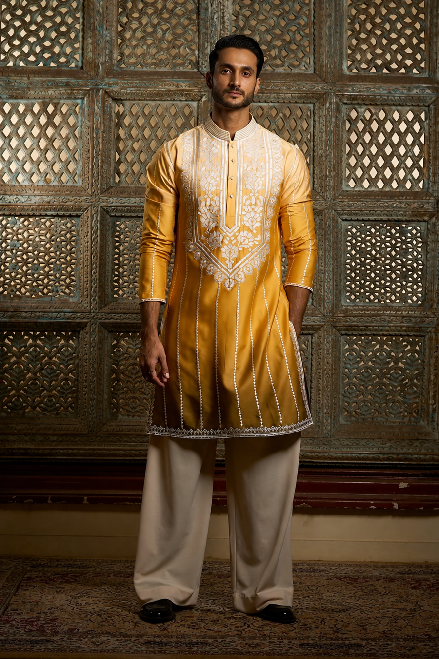 Designer Ombre Resham Embroidered Kurta Set