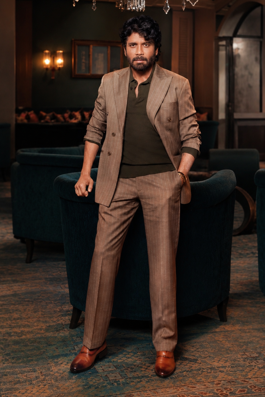 Nagarjuna in Our Bespoke Mocha-Camel Suit