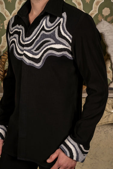 Black Monochrome 3D Shirt - Bharat Reshma
