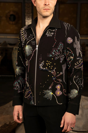 Black Flora Fauna Jacket - Bharat Reshma