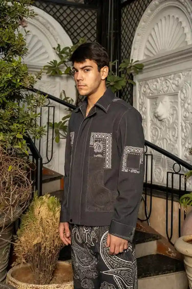 Gray Digital print paisley Denim Co-Ord set