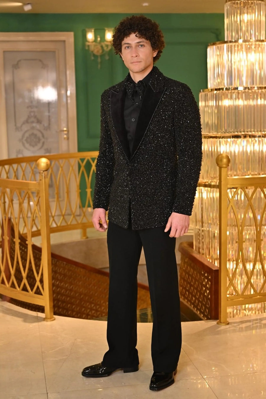 Black-on-Black Glitter Tuxedo