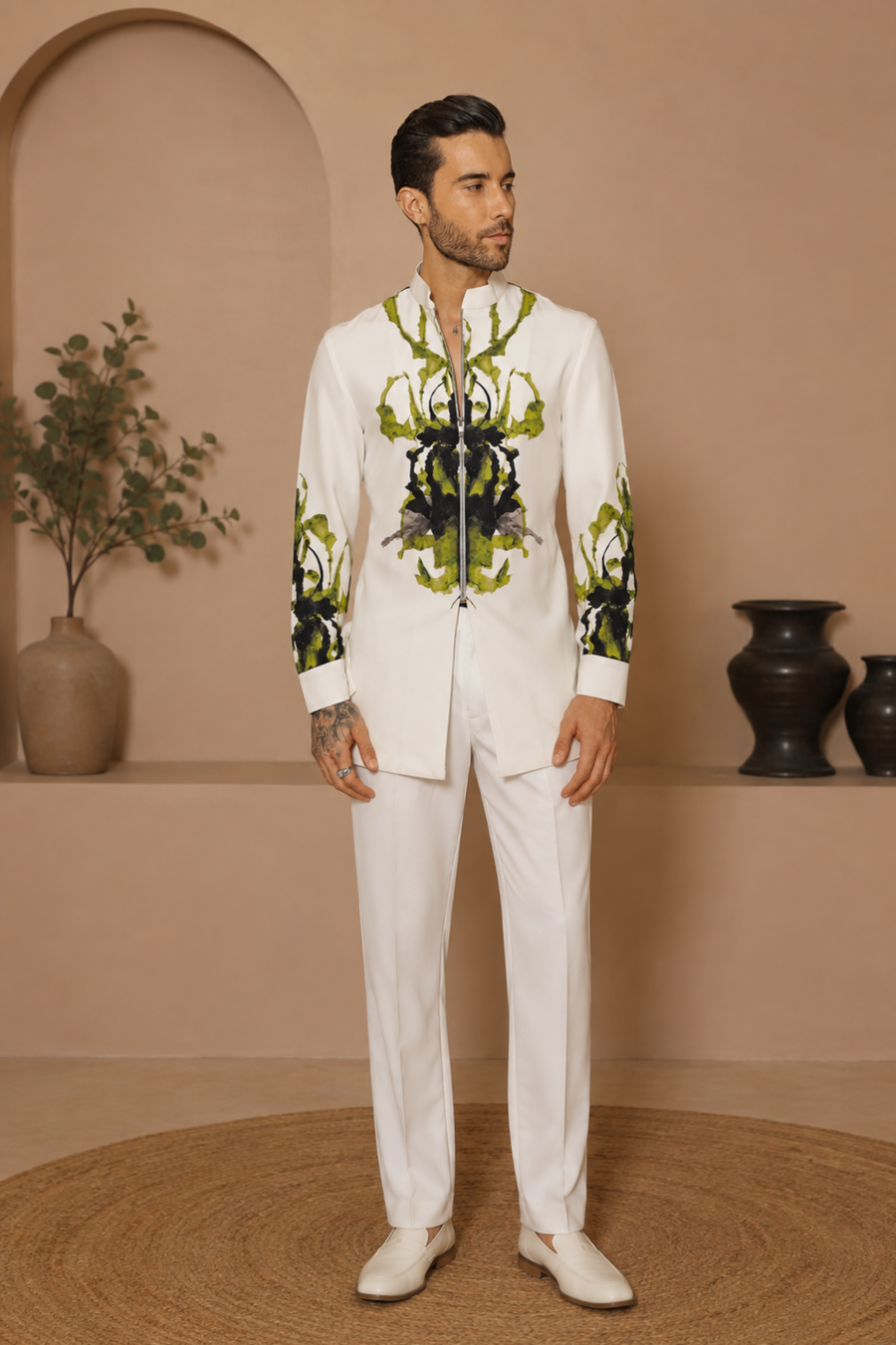 Digital stroke short kurta