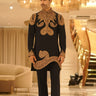 Paisley Navy Blue Kurta Set with Hand Embroidery - Bharat Reshma