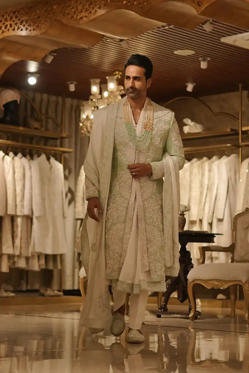 Pista Royal Sherwani - Pearl & Dori Detailing