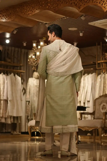 Pista Royal Sherwani - Pearl & Dori Detailing