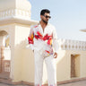 White Digital Print Co-Ord Set for men - Bharat Reshma