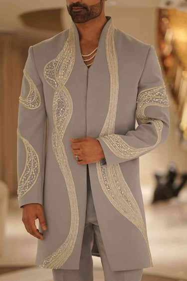 Powder Blue flowy Embroidered Indo Western