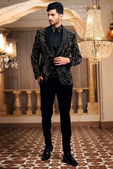 Black Golden Tiger Velvet Tuxedo