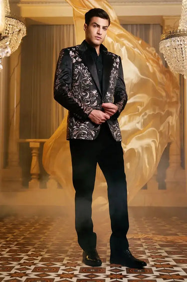 Black Velvet royale digital print Tuxedo