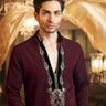 Mahroon Velvet Patch Kurta - Bharat Reshma