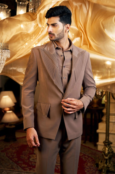 Mocha Brown 3D Lapel Suit for Men