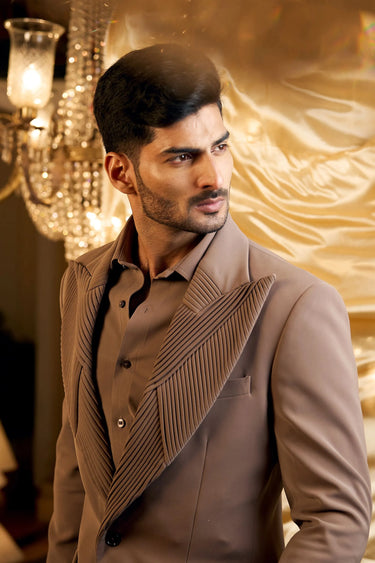Mocha Brown 3D Lapel Suit for Men