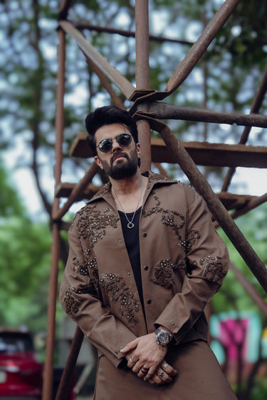 Maniesh Paul in an earthy brown coordset