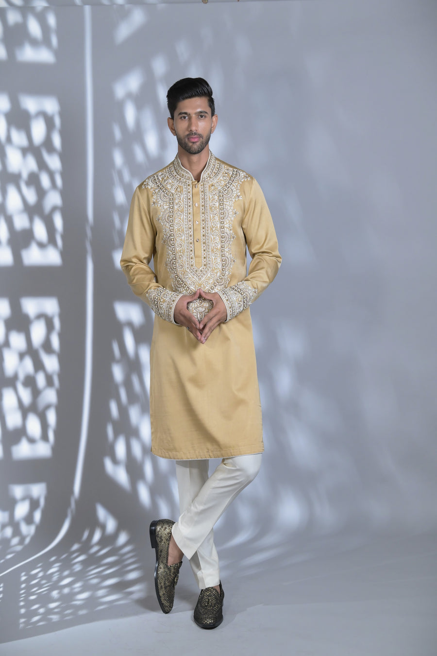 Designer Yellow Heavy Embroidered Kurta Pant Set