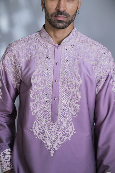 Designer Purple Lucknawi Embroided Kurta