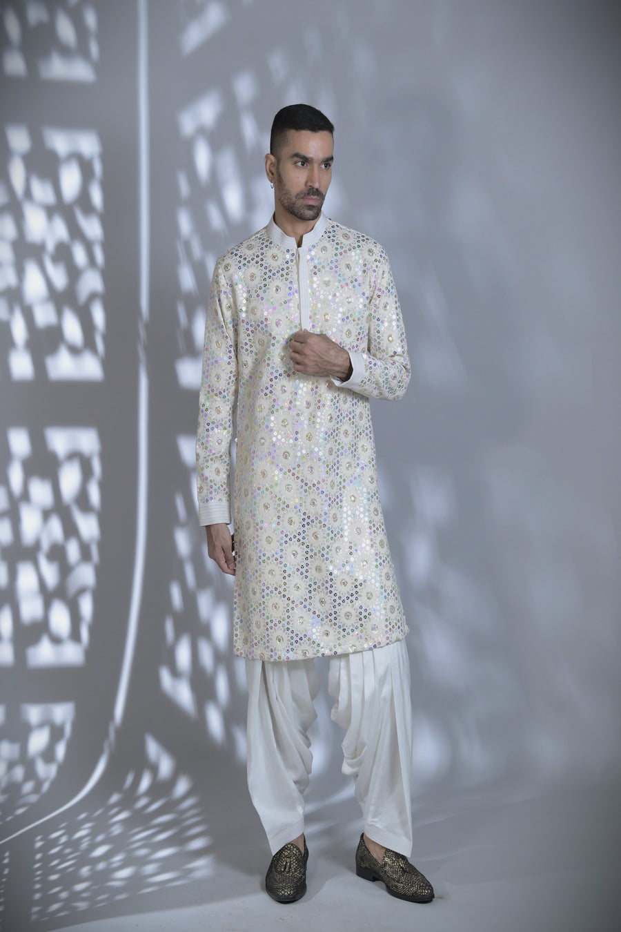 Designer White Sequenced Designer Kurta