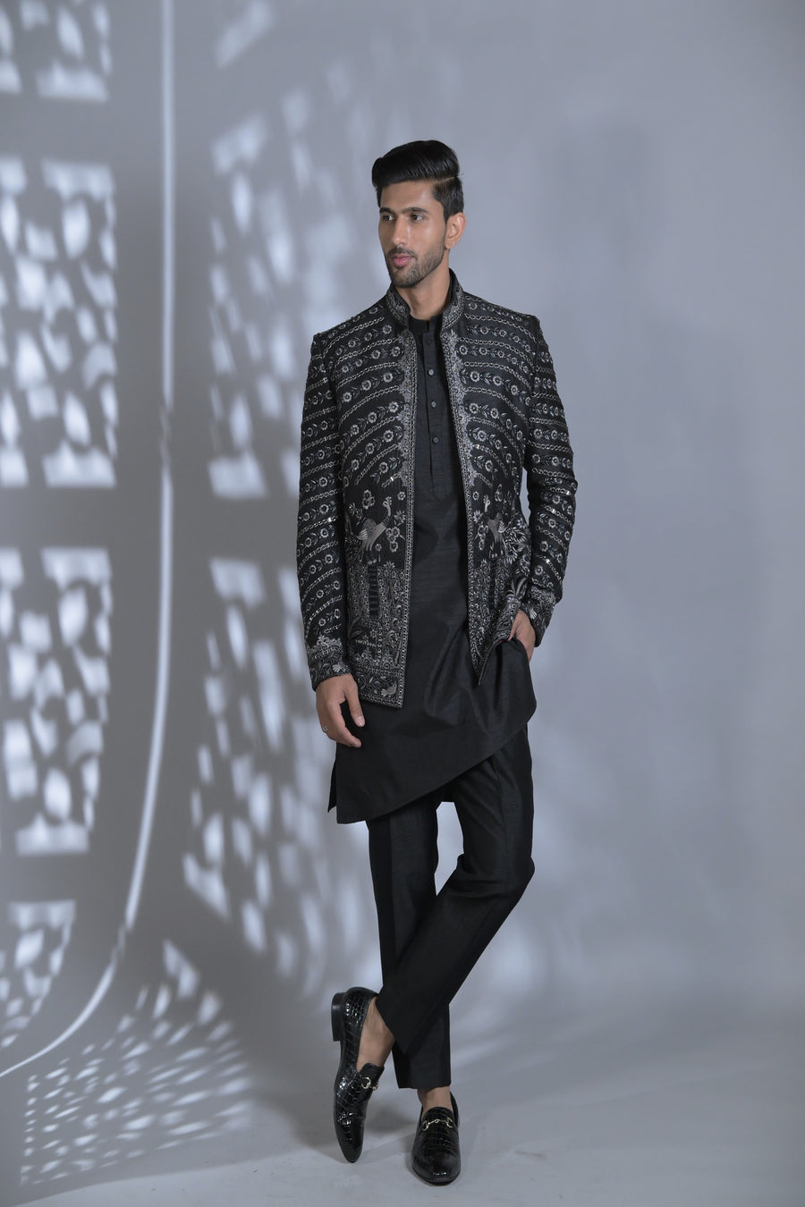 Designer Black Embroidered Kurta Set with Pant