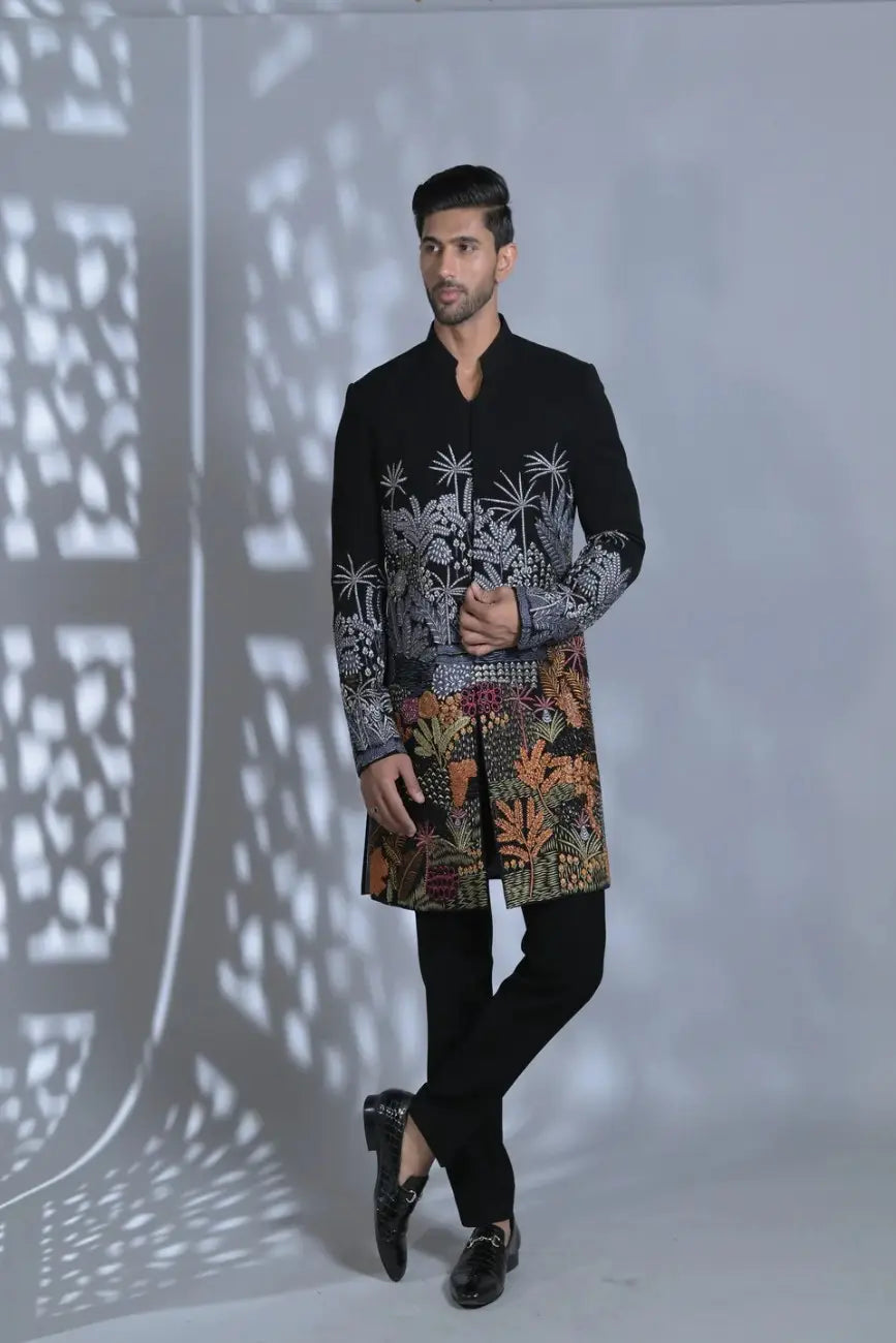 Designer Concealed Indo-western with black trouser