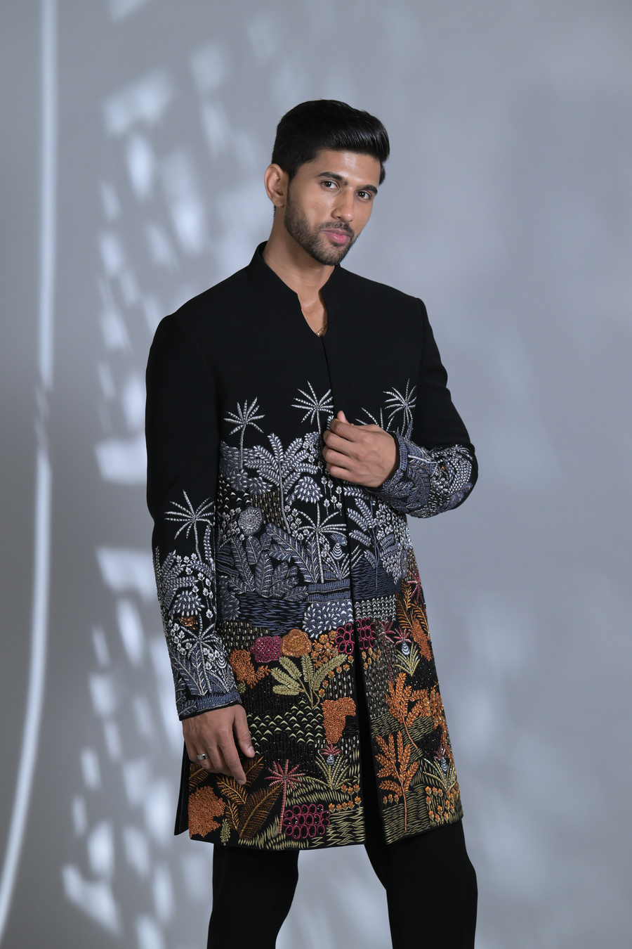 Designer Concealed Indo-western with black trouser