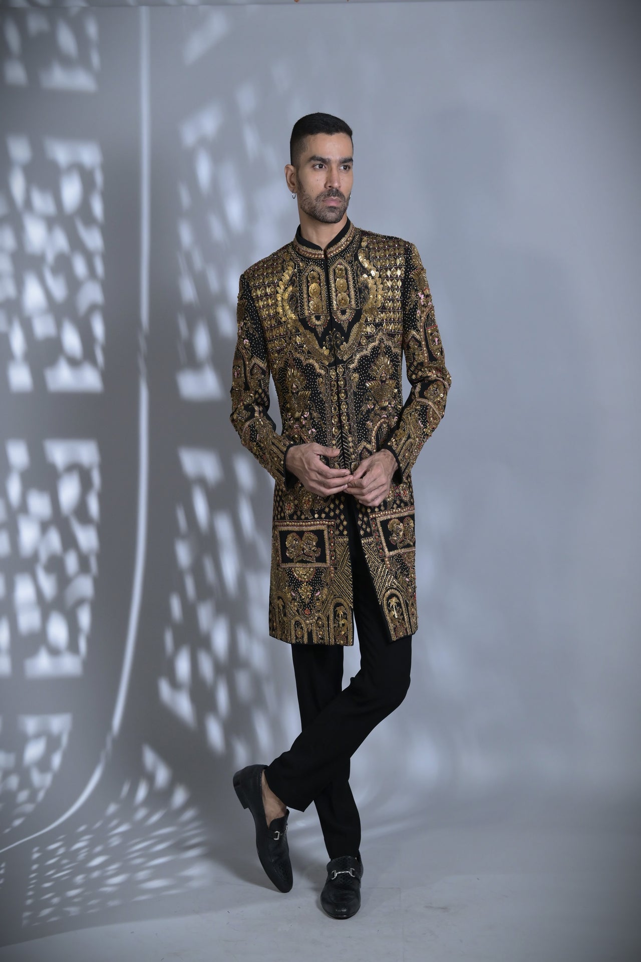 Designer Black Concealed heavy Indo-western