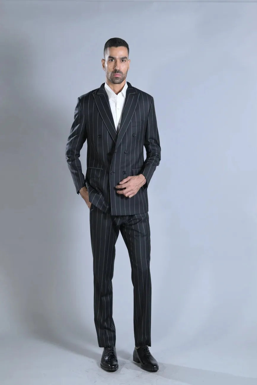Classic Formal Pinstripe Double Breasted Suit