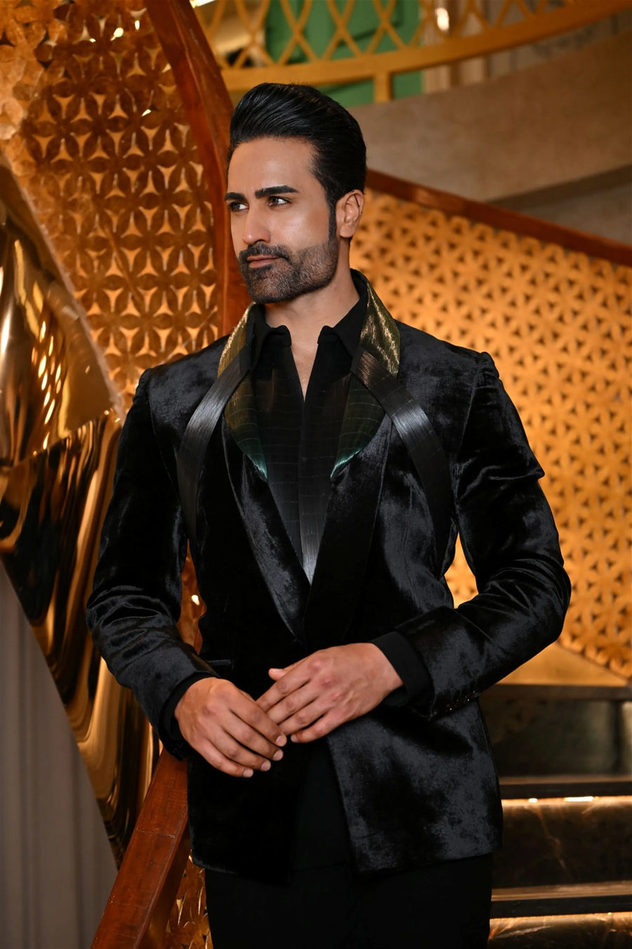 Black Velvet metallic harness Tuxedo