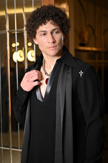 Metallic black Wire kurta shirt