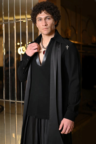 Metallic black Wire kurta shirt