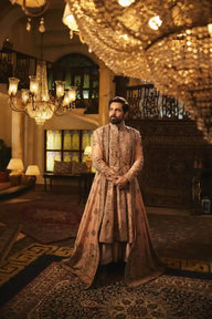 Regal Peach Anarkali Sherwani—royally carried by Emraan Hashmi