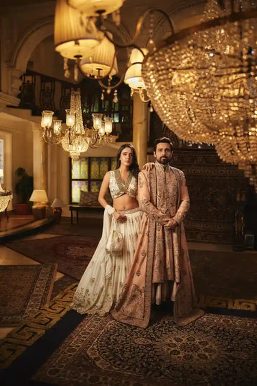 Regal Peach Anarkali Sherwani—royally carried by Emraan Hashmi