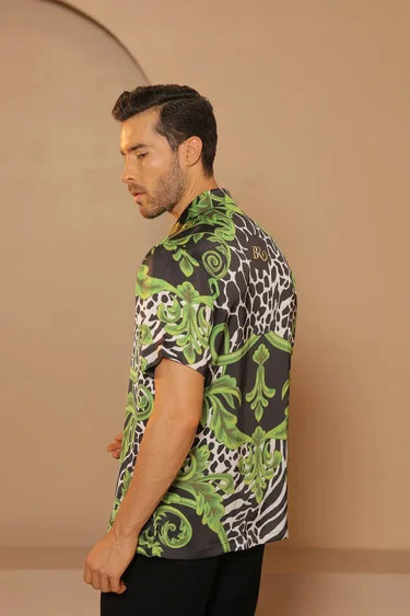 Multicolor Abstract Print Shirt in Double Shirting Satin