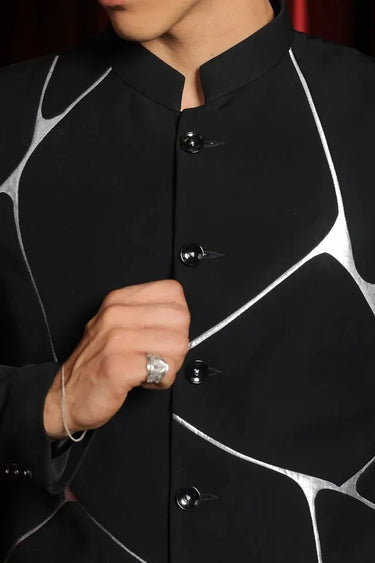 Black Shadow Line Bandhgala Set