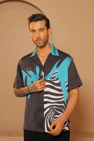 Black Relaxed Fit Satin Shirt