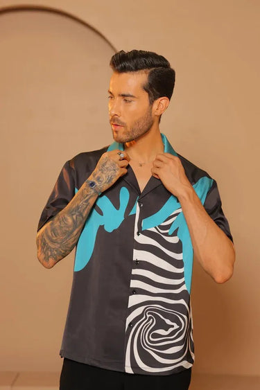 Black Relaxed Fit Satin Shirt