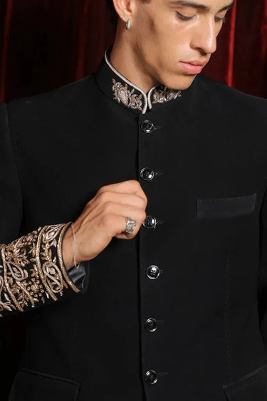 Regal black bandhgala set