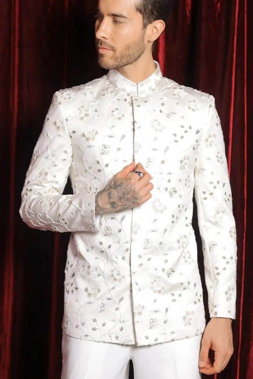 Ivory bloom bandhgala set