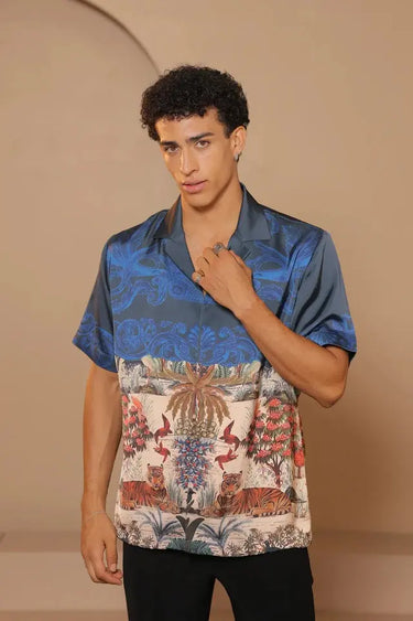 Multicolor Digital printed satin shirt