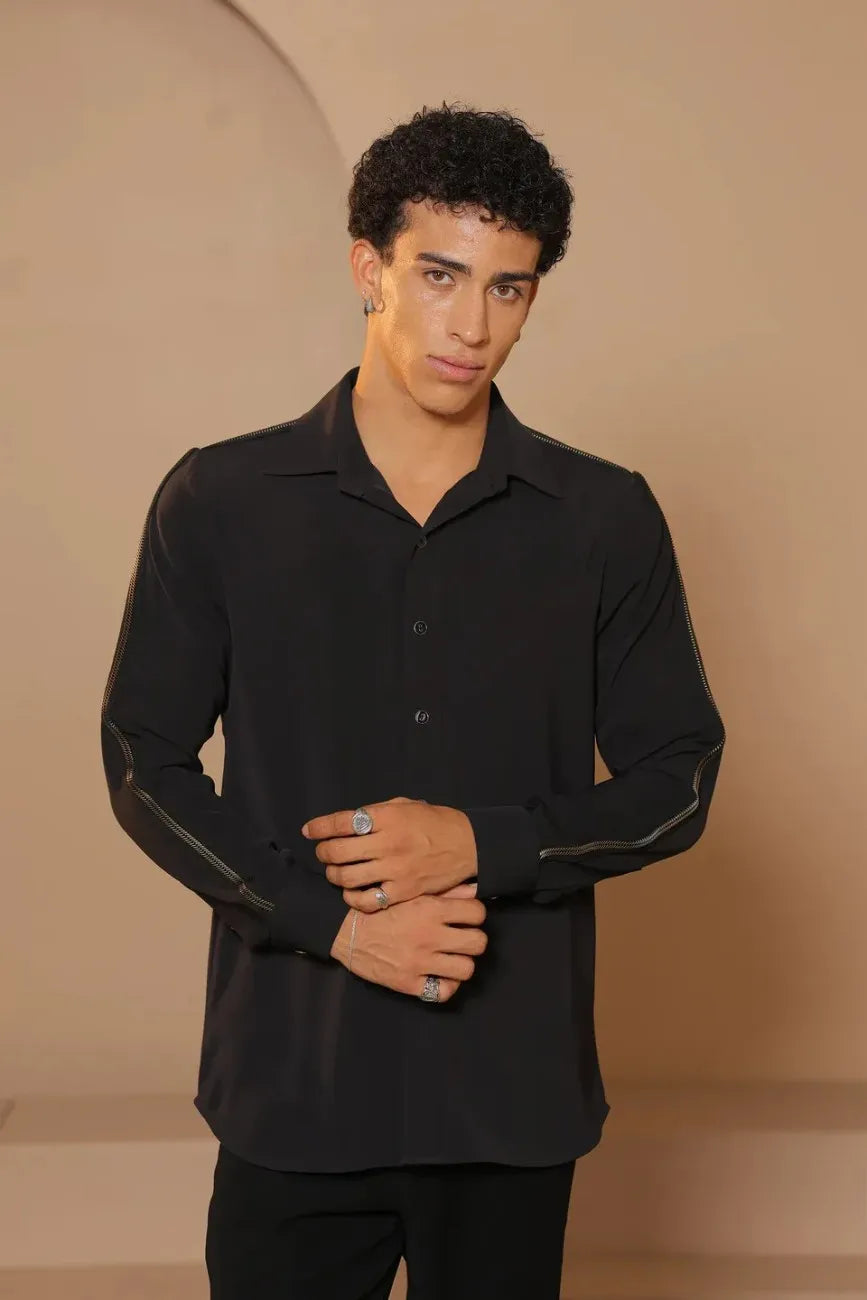 Black bold chain rubber print Shirt