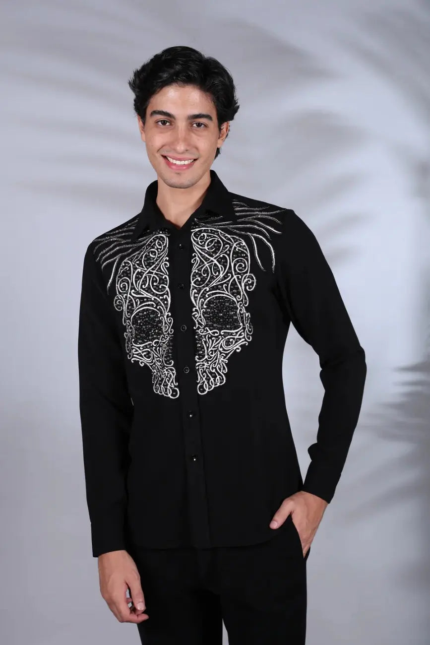 Designer Black full sleeves handmade shirt