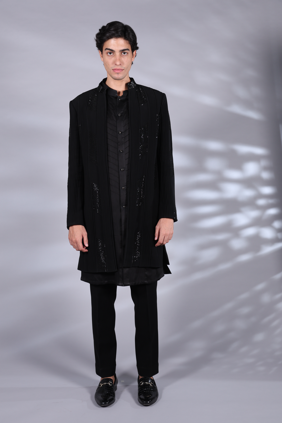 Designer Black Indo-western paired with kurta and pants