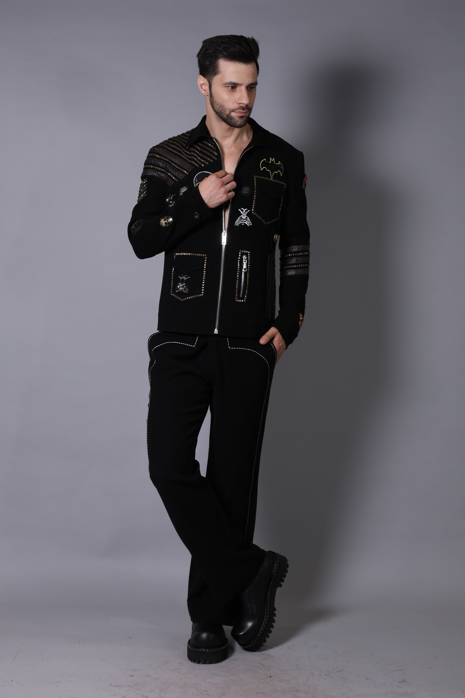 silver studs' dapper jacket