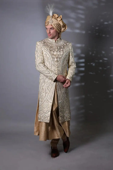 Champagne colored sherwani set
