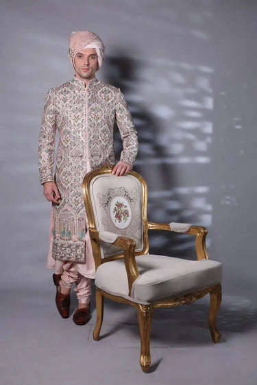 Dusky Pink Embroidered Sherwani