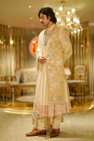 Blush Floral Sherwani Set