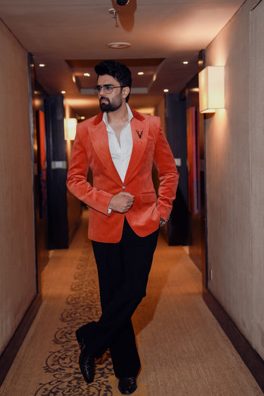 Manish Paul Style Rust Orange Blazer – Men’s Fashion - Bharat Reshma