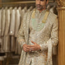 Green Heavy Embroidered Sherwani Set - Bharat Reshma